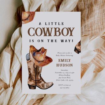 a little cowboy western baby shower invitation