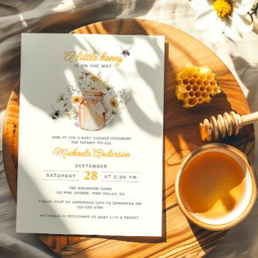 a little honey on the way watercolor baby shower invitation