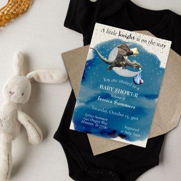 a little knight dragon baby shower invitation