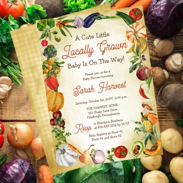a little locally grown baby is on the way shower invitation