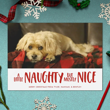 a little naughty | red | photo holiday invitations