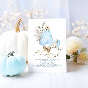 a little pumpkin is on the way boy baby shower invitation