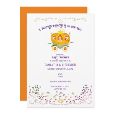 a little pumpkin princess wildflower baby shower invitation