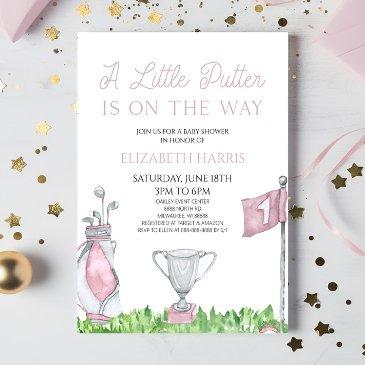 a little putter pink golf baby shower invitation