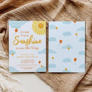 a little ray of sunshine baby shower invitation