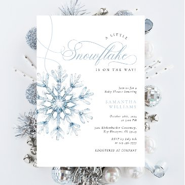 a little snowflake boy baby shower invitation