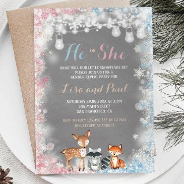 a little snowflake is on the way gender reveal invitation