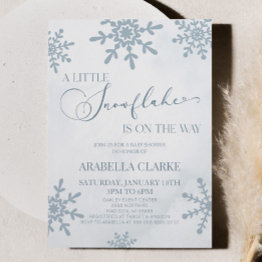 Small A Little Snowflake Winter Wonderland Baby Shower Invitation Front View
