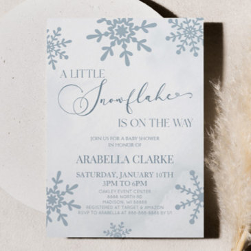 a little snowflake winter wonderland baby shower invitation