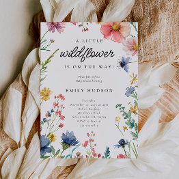 Small A Little Wildflower Baby Shower Invitation Front View