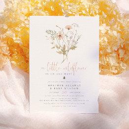 Small A Little Wildflower Boho Nature Theme Baby Shower Invitation Front View