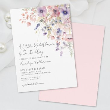a little wildflower floral girl baby shower invitation