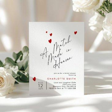 a match made in heaven simple modern bridal shower invitation