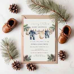 Small A Merry Little Baby Shower Christmas Boy Shower Invitation Front View