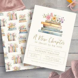 Small A New Chapter Baby Shower Invitation Front View