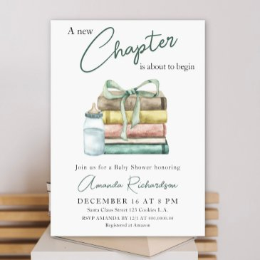 a new chapter is about to begin baby shower invitation