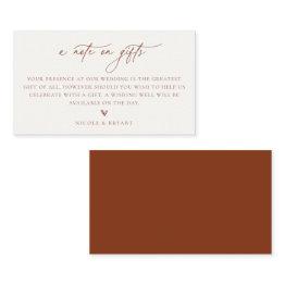 Small A Note On Gifts Wedding Enclosure Invitations Front View