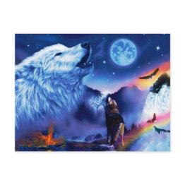Small A Pack Of Wolves On A Dark Night Postinvitations Front View