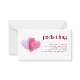 Small A Pocket Hug | Watercolor Hearts Note Invitations Front View