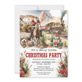 Small A Real Cowboy Adventure Western Santa Riding Invitation Front View