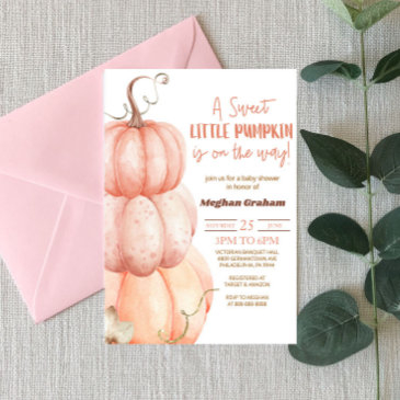 a sweet little pumpkin is on the way! baby shower invitation