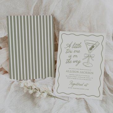 a tini one is on the way martini baby shower invitation