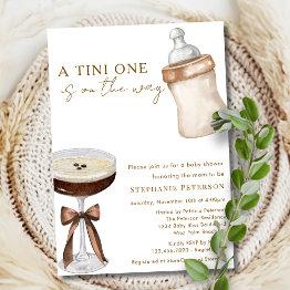 Small A Tini One On The Way Espresso Martini Baby Shower Invitation Front View
