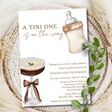 a tini one on the way espresso martini baby shower invitation