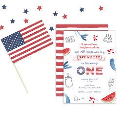 Small A Year Of Love Laughter And Fun All-american Party Invitation Front View