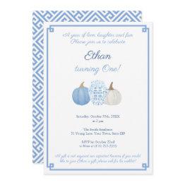 Small A Year Of Love Laughter And Fun Boy 1st Birthday Invitation Front View