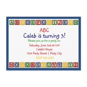 abc alphabet blocks 1st baby birthday invitation