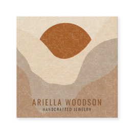 Small Abstract Boho Terracotta Sand Jewelry Designer Square Business Invitations Front View