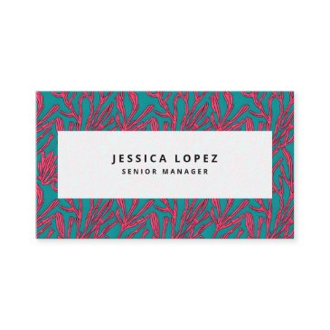 abstract bold pink and teal coral pattern business invitations
