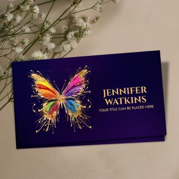 abstract colorful ink splatter butterfly business invitations