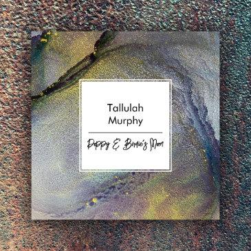 abstract denim blue & gold liquid art mom invitations