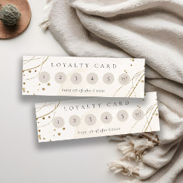 Small Abstract Glitter Ivory Gold 6 Punch Loyalty Mini Mini Business Invitations Front View
