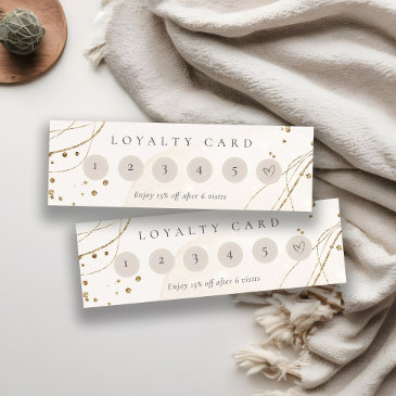 abstract glitter ivory gold 6 punch loyalty mini mini business invitations
