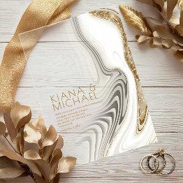 Small Abstract Glitter Strata Wedding Ivory Id903 Acrylic Invitations Front View