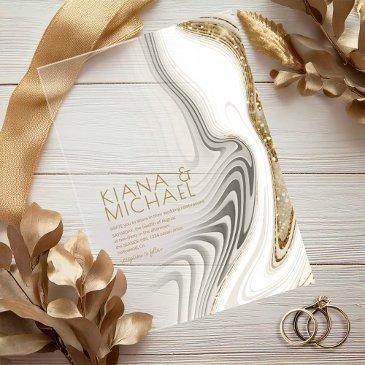 abstract glitter strata wedding ivory id903 acrylic invitations