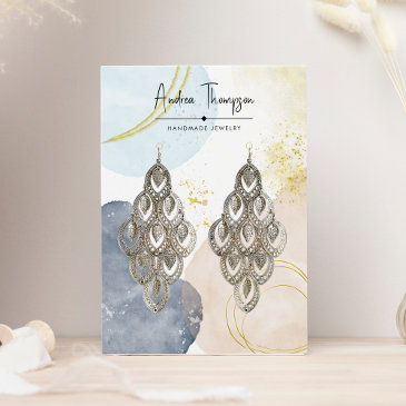 abstract watercolor gold foil boho earring display