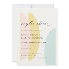 Small Abstract Yellow Blush Aqua Couples Shower Invite Front View