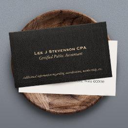 Small Accountant Cpa Faux Black Linen Business Invitations Front View