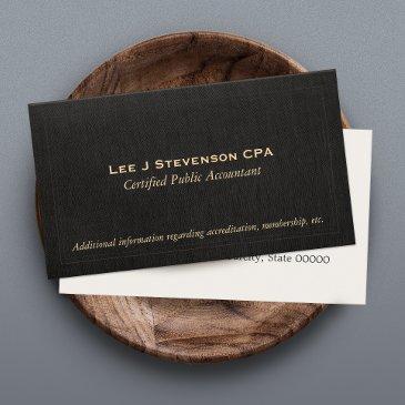 accountant cpa faux black linen business invitations