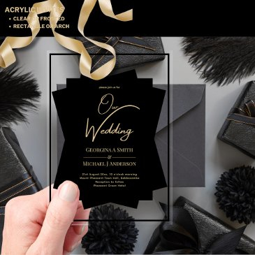 acrylic wedding invites black gold unique modern acrylic invitations