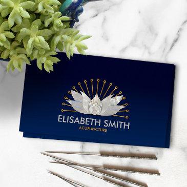 acupuncture lotus - mother of pearl and gold business invitations