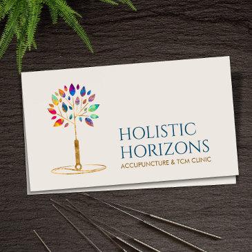 acupuncture needle tree - colorful leaves business invitations