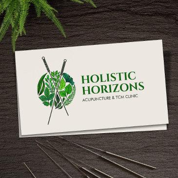 acupuncture needles, herbs and leaves business invitations