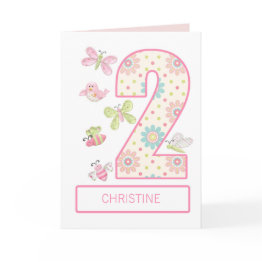 Small Add A Name, 2nd Birthday With Bugs And Butterflies Invitations Front View