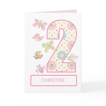 add a name, 2nd birthday with bugs and butterflies invitations