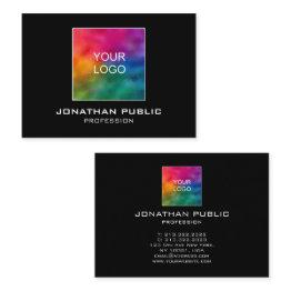 Small Add Your Own Logo Here Modern Business Invitations Black Front View
